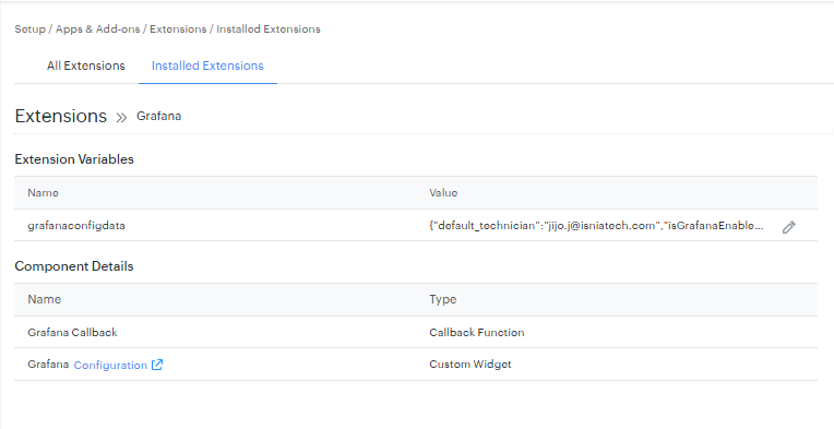 Configure Grafana Extension Step 1