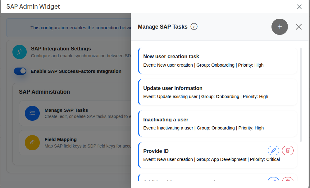 Task Widget in Extension
