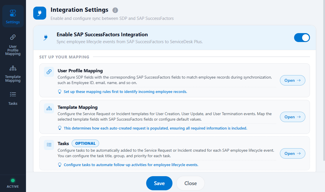 SAP Admin Config